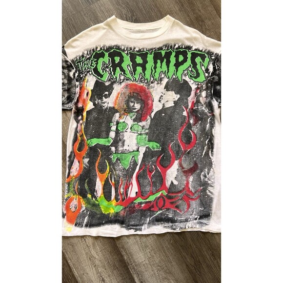 Vintage 90’s Cramps Shirt AOP Featuring Poison Ivy and Also Seen On Lady Gaga - Picture 8 of 11